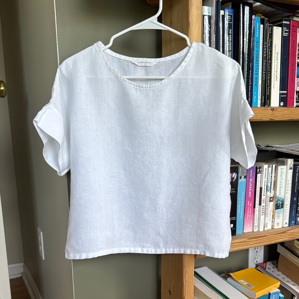 Elizabeth Suzann White Georgia Tee in white linen.